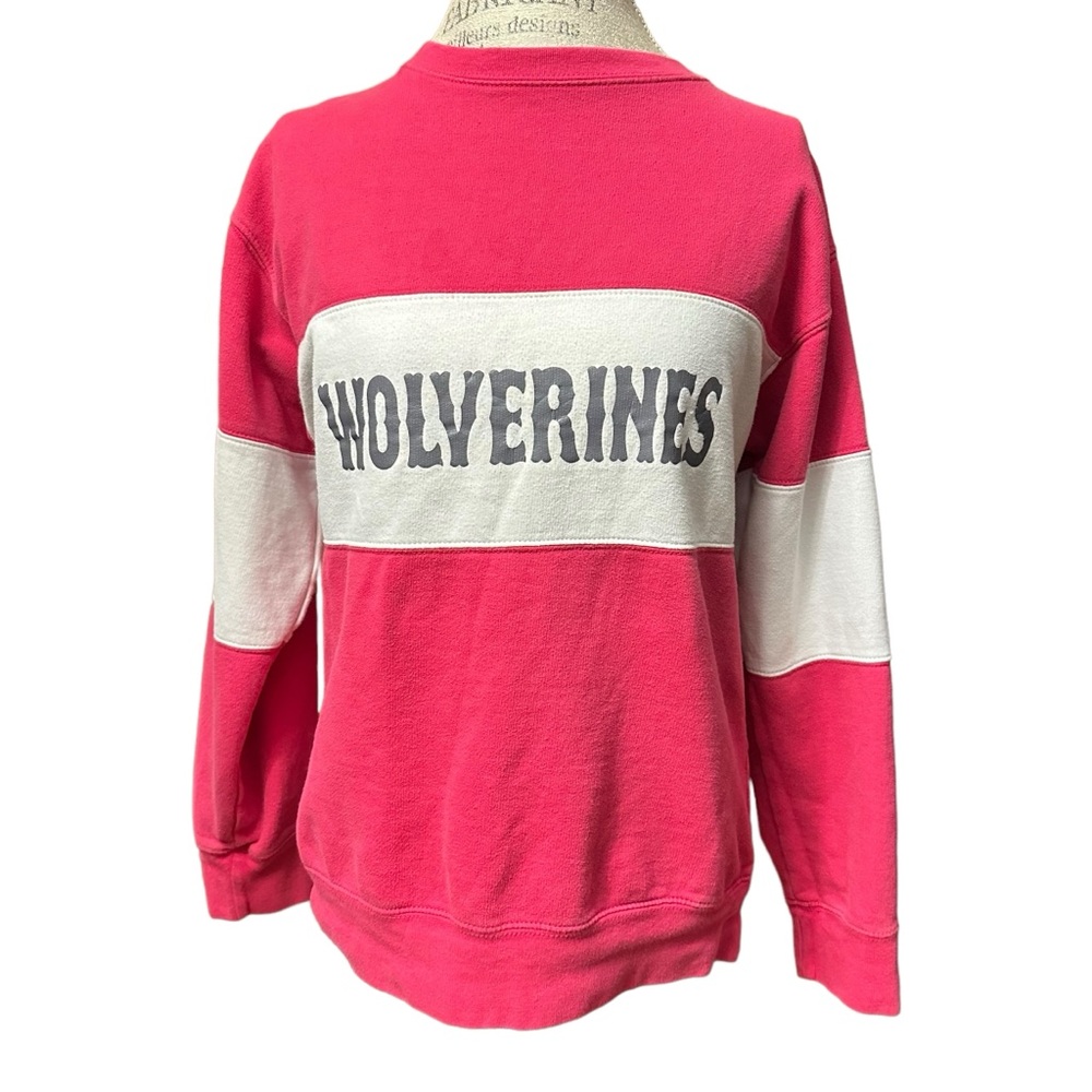 Vintage Women’s Medium Wolverines Pink White Crewneck